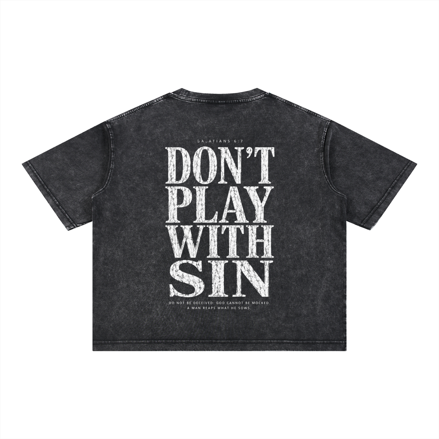 Don't Play With Sin - Christian Tee - Mineral Wash Boxy Cotton T-Shirt