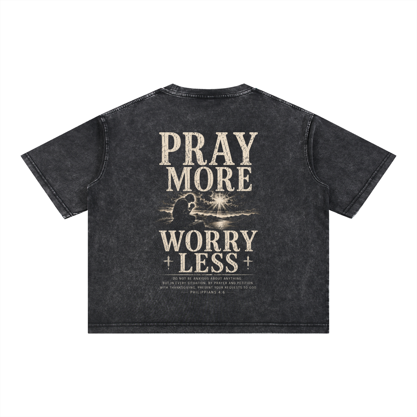 Pray More, Worry Less - Christian Tee - Mineral Wash Boxy Cotton T-Shirt