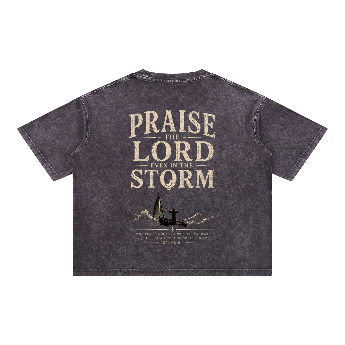 Praise In The Storm - Christian Tee - Mineral Wash Boxy Cotton T-Shirt