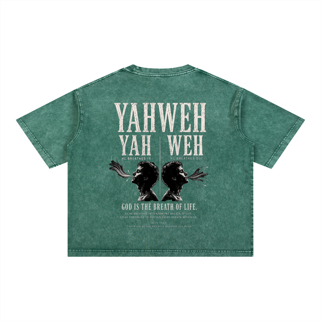 Yahweh - Christian Tee - Mineral Wash Boxy Cotton T-Shirt