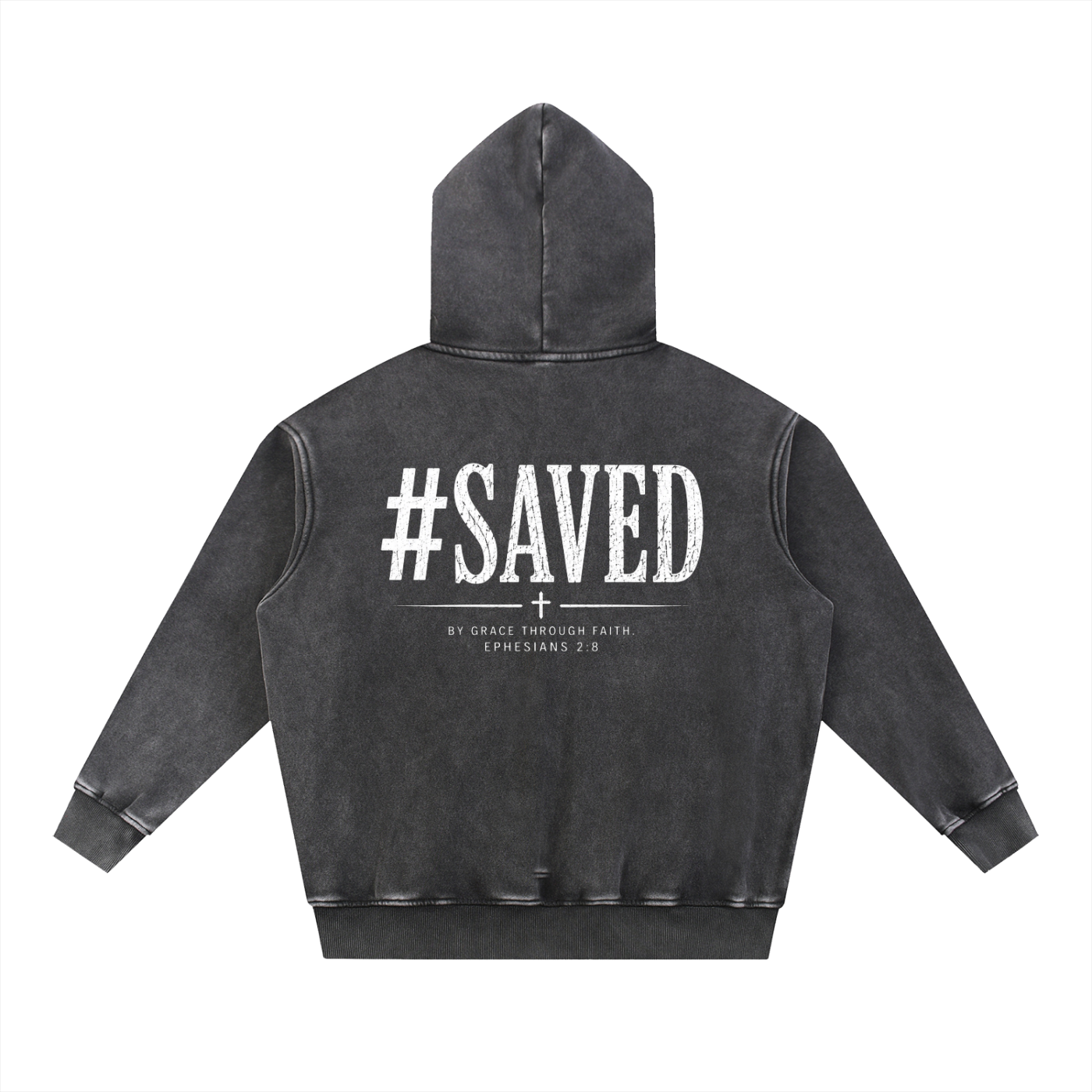 #SAVED - Christian Hoodie - Snow Wash Fleece Oversize Hoodie