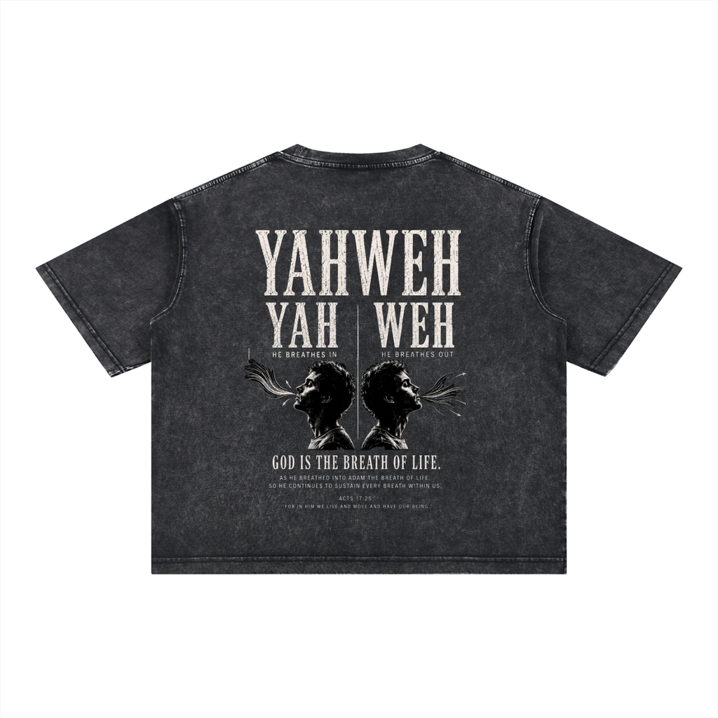 Yahweh - Christian Tee - Mineral Wash Boxy Cotton T-Shirt