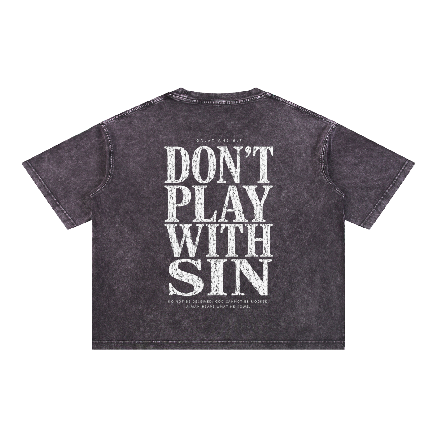 Don't Play With Sin - Christian Tee - Mineral Wash Boxy Cotton T-Shirt